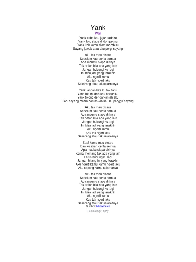 Wali Yank Lirik Pdf
