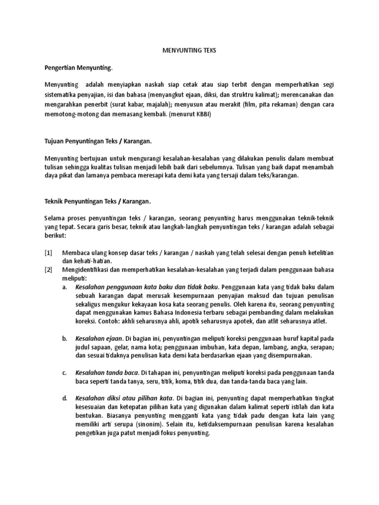 Menyunting Teks Prosedur