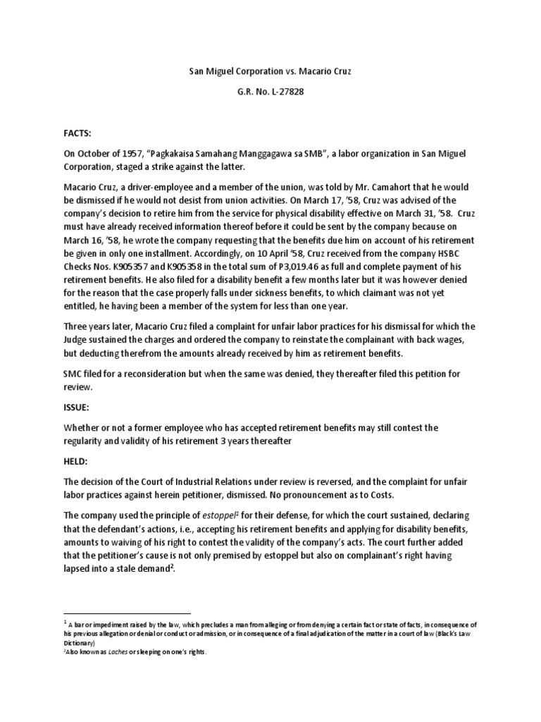 SMC V Cruz PDF Laches (Equity) Statute Of Limitations