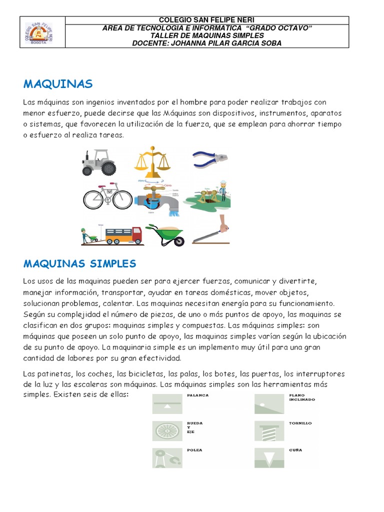 Maquinas Simples Taller Pdf Palanca Tornillo