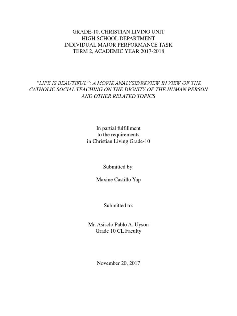 Yap CL Major PT Life Is Beautiful Essay PDF