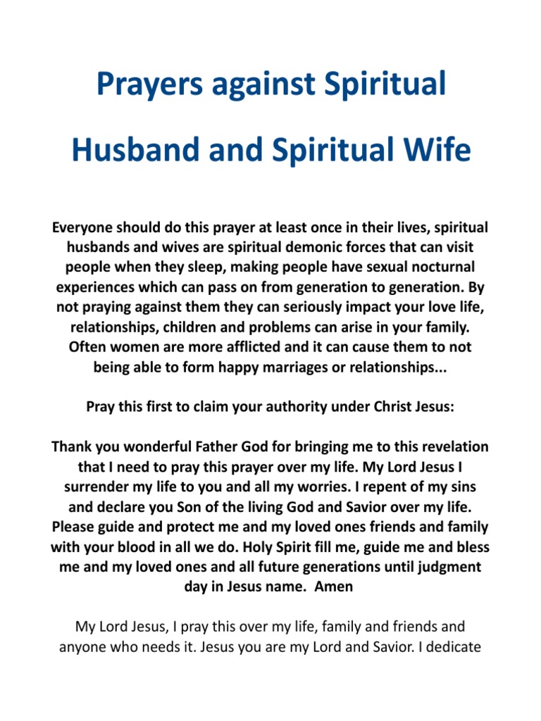 Prayer Against Spirit Husband or Wife | PDF | Prayer | Demons