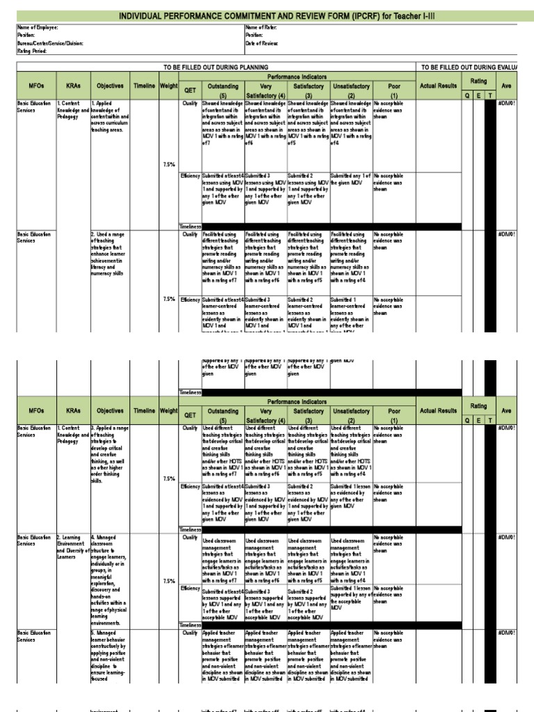 IPCRF 2018.final (Teacher 1-3) - FORMAT | PDF | Teachers | Learning