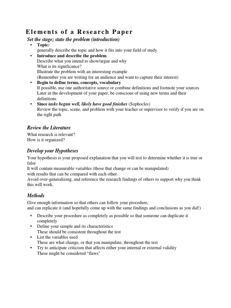 Key Components of a Research Paper | PDF | Hypothesis | Methodology