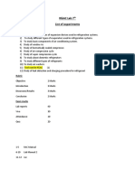 R&AC Lab 7 List of Experiments: Rubric