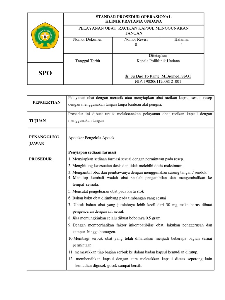 Prosedur Racikan Kapsul Obat Tangan | PDF