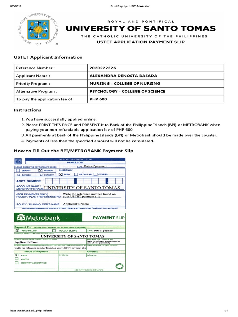 USTET Application Fee Payment Instructions | PDF