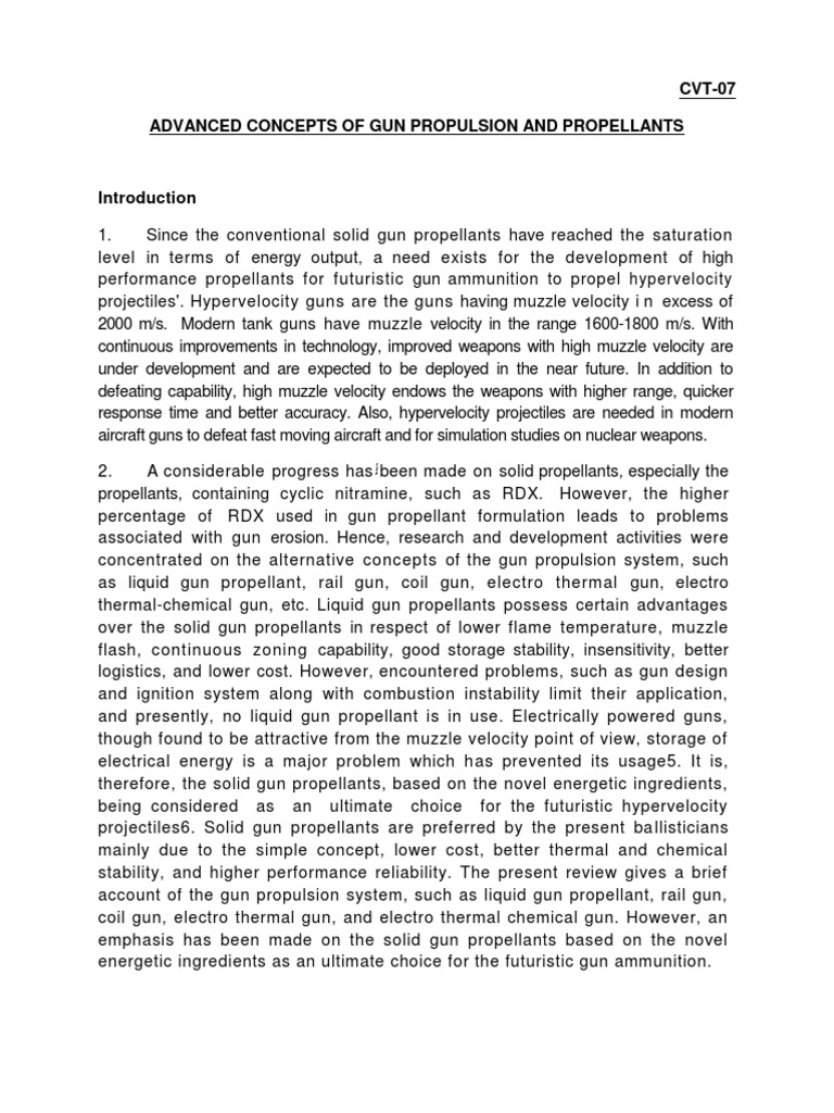 Modern Trends in Gun Propulsion and Propellants PDF Gun Propellant