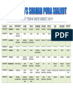 First Term Date Sheet 2019 for Nursery to Eight Classes