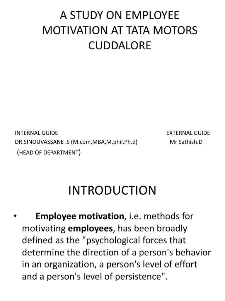 A Study On Employee Motivation at Tata Motors PDF