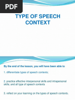 Type of Speech Context and Style