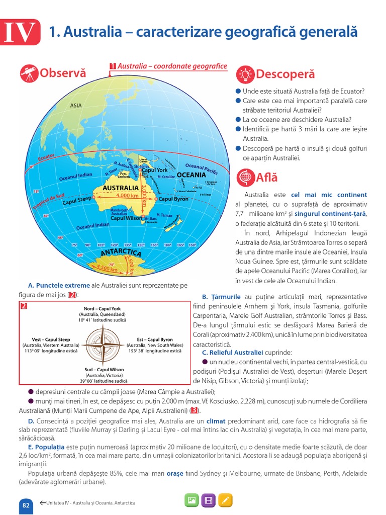 Australia - Caracterizare Geografică Generală Edit. Avantgarde Centre | PDF