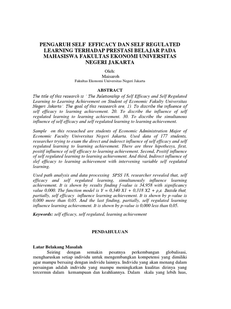 Self Efficacy & Learning Achievement Impact | PDF | Cognition | Applied ...