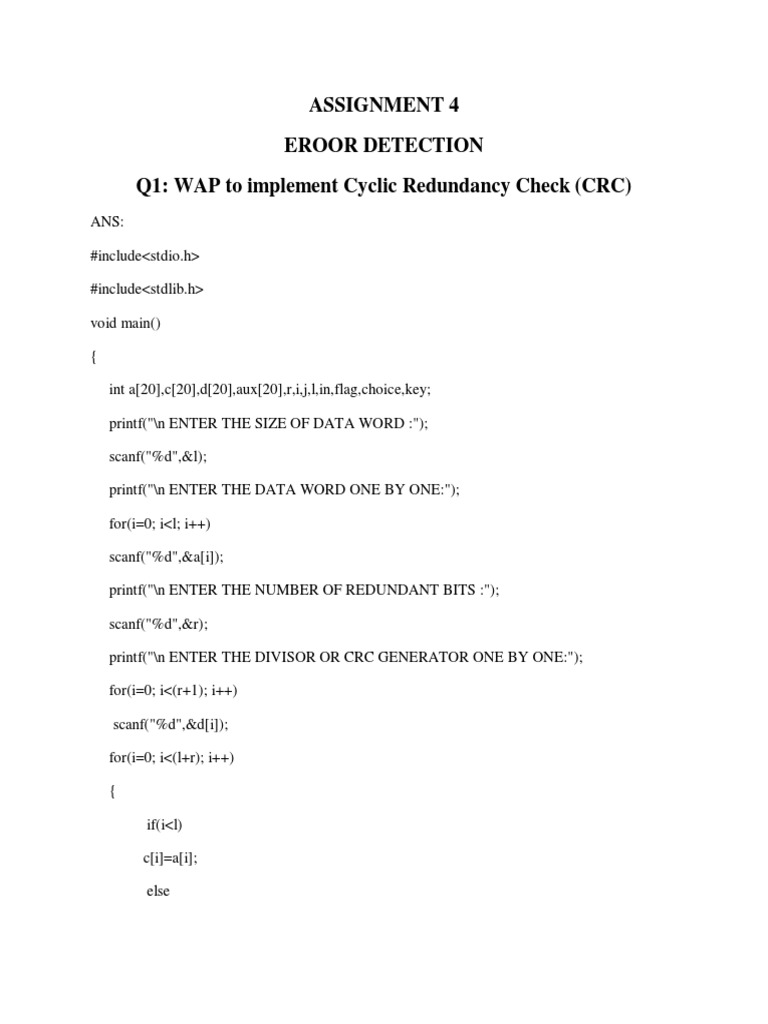 CRC Error Detection Code | PDF | Computer Data | Applied Mathematics