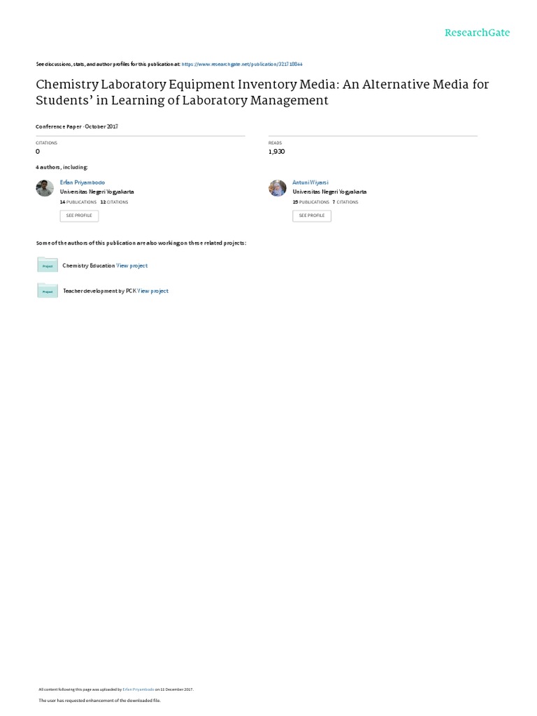 Chemistry Lab Equipment Inventory Media | PDF | Qr Code | Laboratories