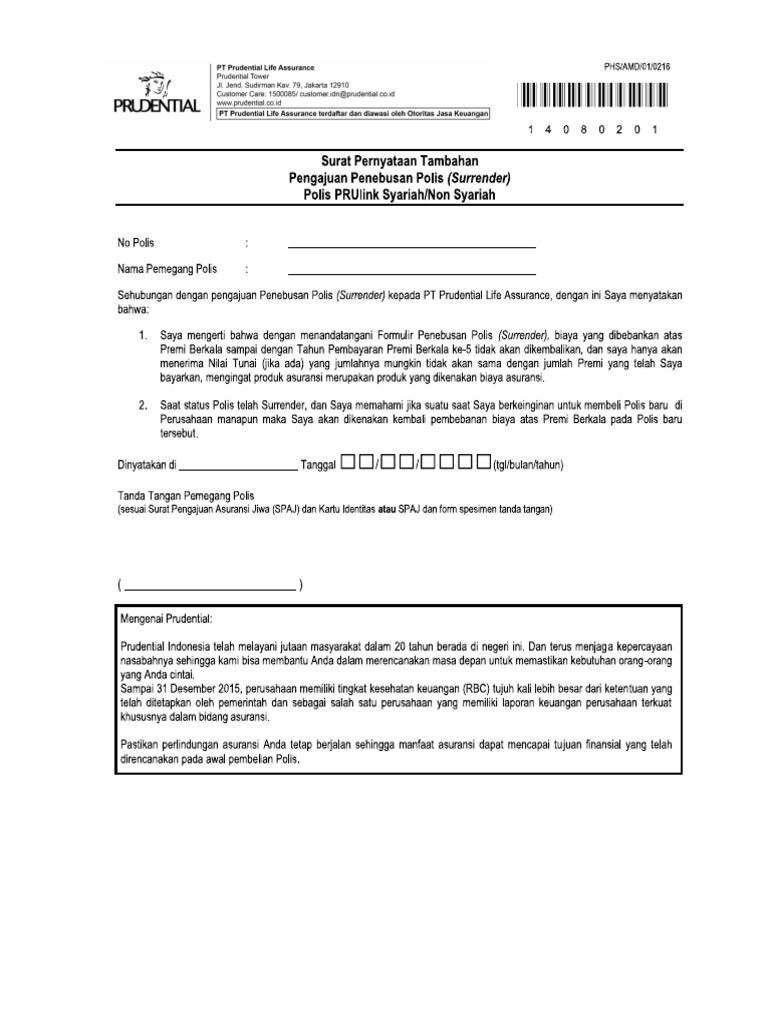 Surat Pernyataan Surrender Pdf