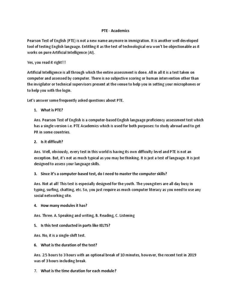PTE Academic Test Overview and Tips | PDF | Multiple Choice | Communication