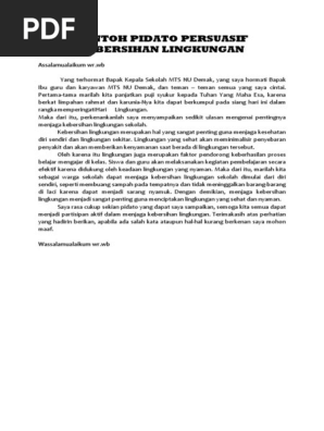 Contoh Pidato Persuasif Kebersihan Lingkungan