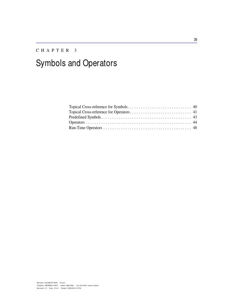 Symbols and Operators | PDF | Bit | Subroutine