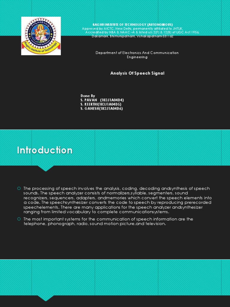 Speech Signal Analysis Techniques | PDF | Information And ...