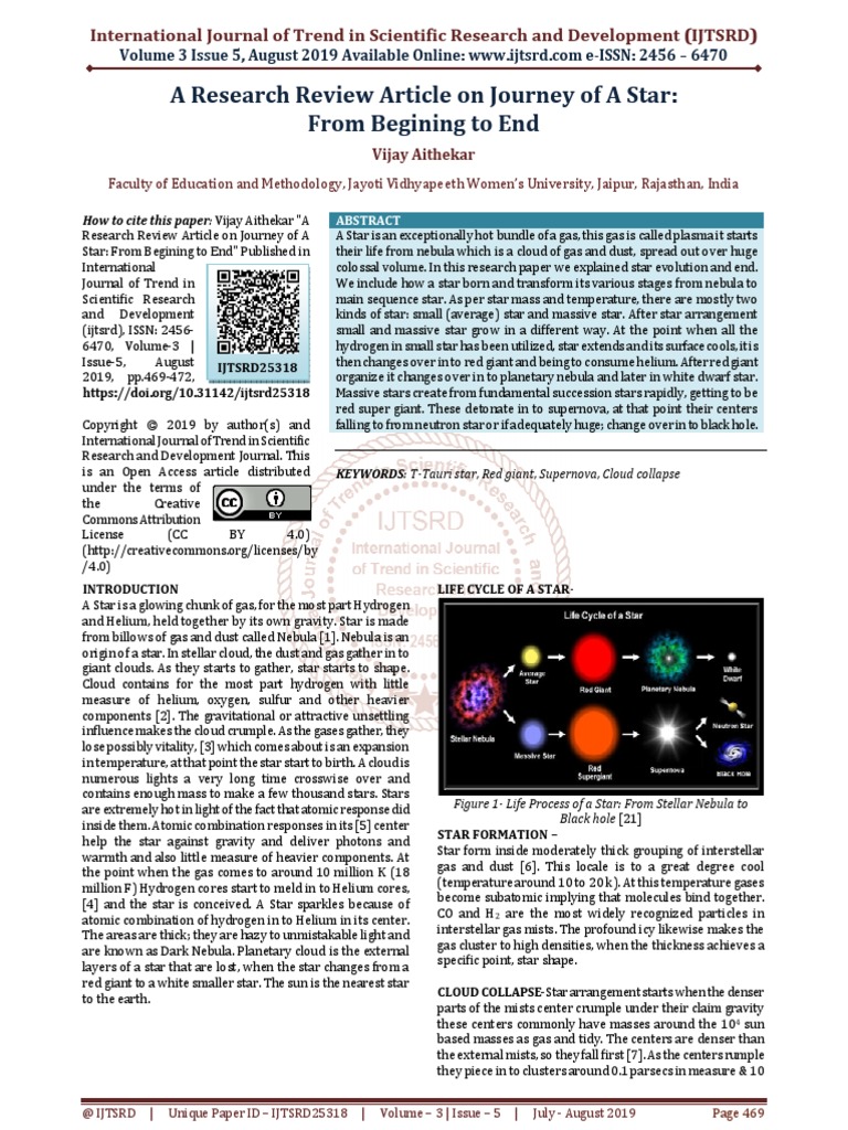 A Research Review Article On Journey of A Star From Begining To End ...