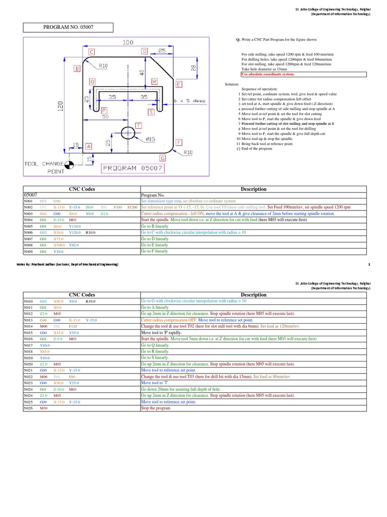 CNC Milling and Drilling Program Guide | PDF
