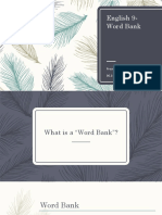 English 9-Word Bank: Presented By: GROUP5 06.14.2019