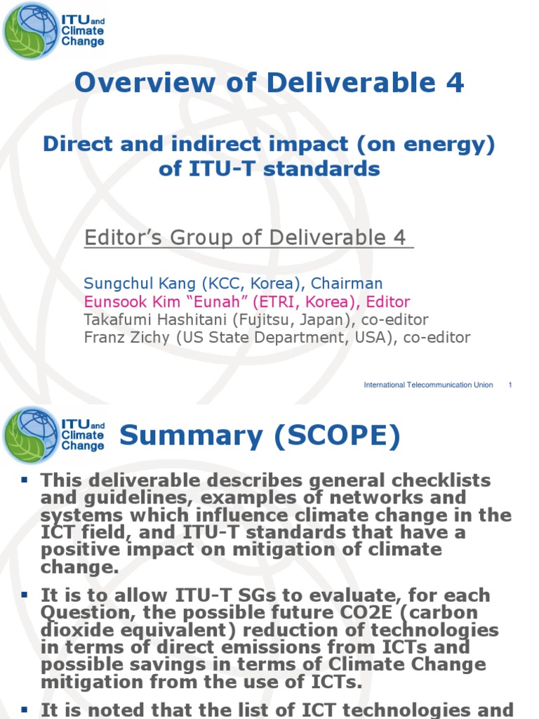 Overview of deliverable 4 direct and indirect impact on energy of