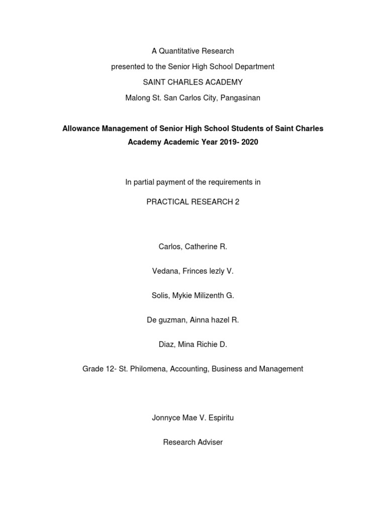 Allowance Management of SHS Students | PDF | Cheque | Survey Methodology
