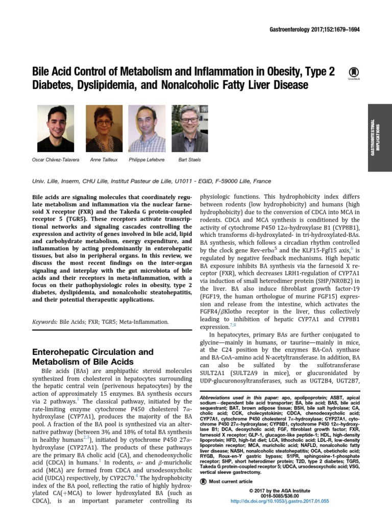 Bile Acid Control of Metabolism and in Ammation in Obesity, Type 2 ...