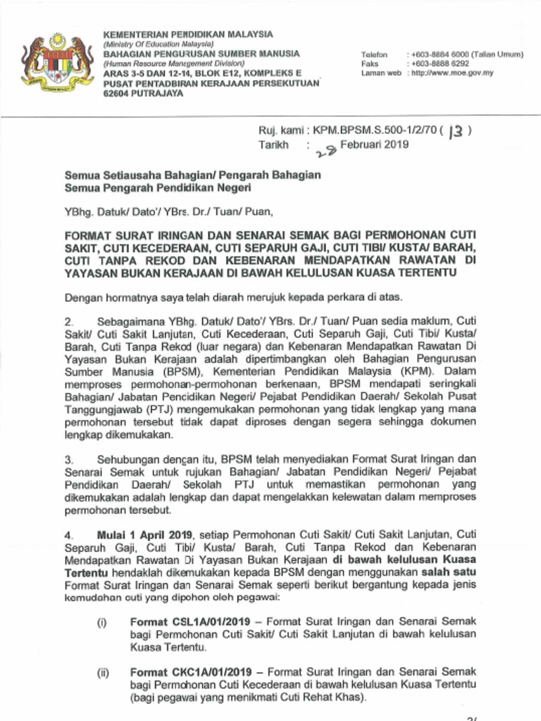 Contoh Surat Permohonan Cuti Sakit Melebihi 90 Hari