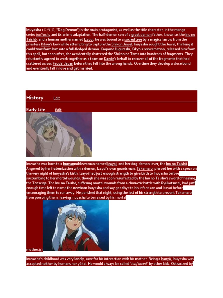 Inuyasha Notes | PDF