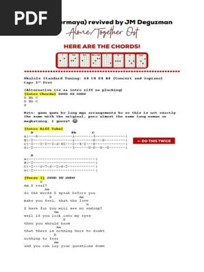 Alone Together Ost Ukulele Standard Tuning G4 C4 E4 A4