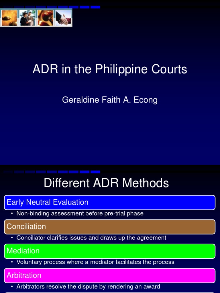 ADR Methods in Philippine Courts | PDF | Alternative Dispute Resolution ...