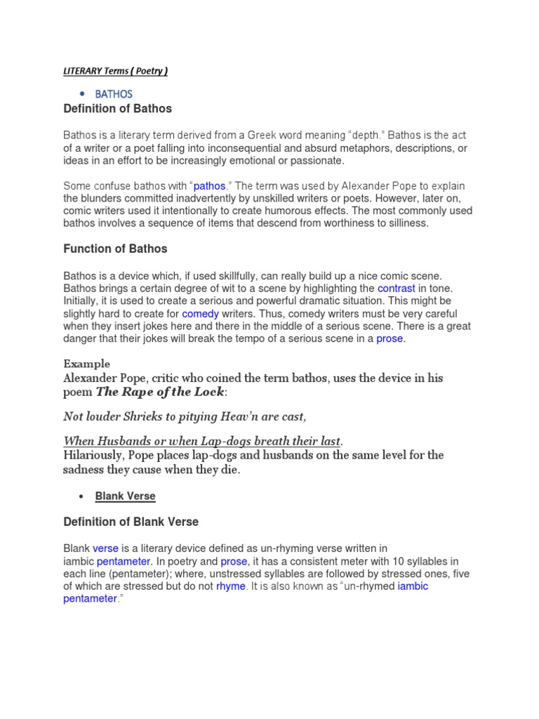 Understanding Bathos in Poetry | PDF | Satire | Poetry