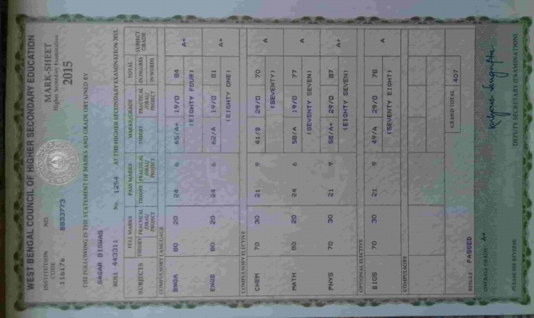 Hs Marksheet | PDF