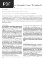 Oral Solid Dosage Form Disintegration Testing - The Forgotten Test