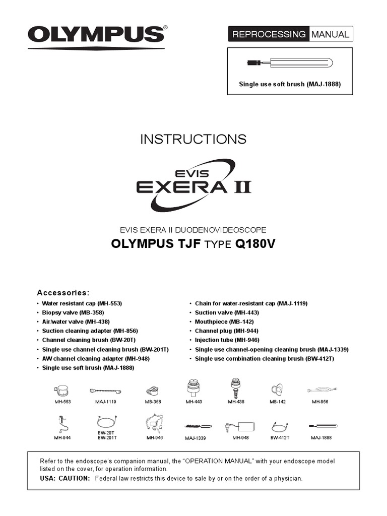 Olympus TJFQ180V Reprocessing Manual PDF Endoscopy Infection