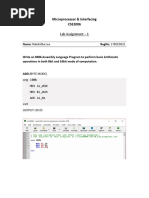 Microprocessor & Interfacing Cse2006 Lab Assignment - 1: Name: Rakshitha Leo Regno: 17bce0021