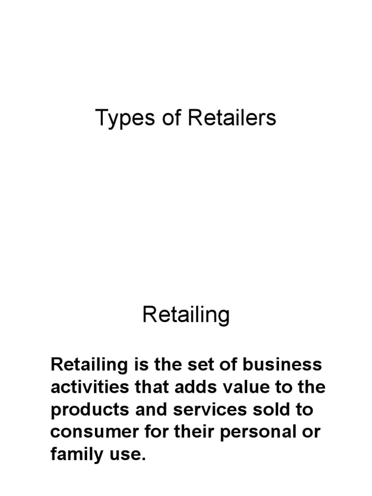 Types of Retailers PDF Retail Chain Store