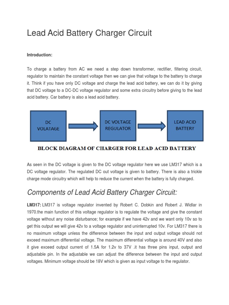 Lead Acid Battery Charger Circuit Guide | PDF | Battery Charger ...