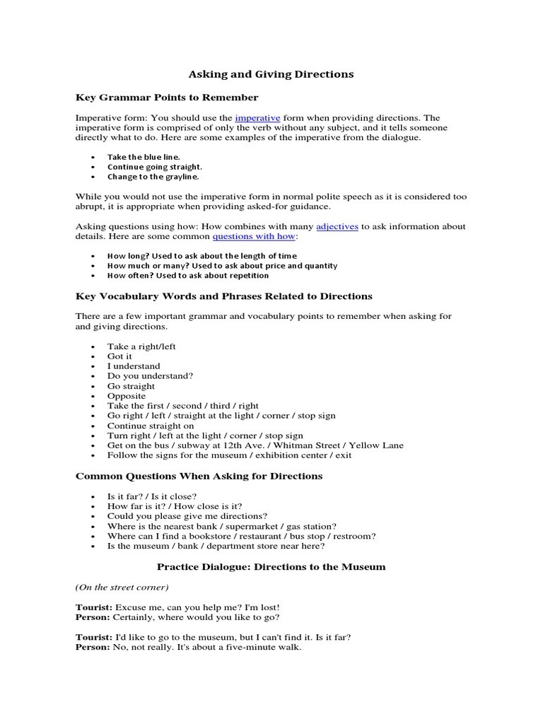 Effective Directions: Grammar & Dialogue | PDF | Grammar | Syntax