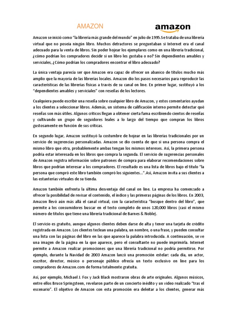 Evolución y Estrategias de Amazon | PDF | Al por menor | Libros