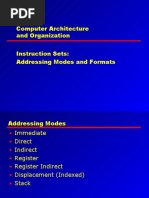 Computer Architecture and Organization Instruction Sets: Addressing Modes and Formats