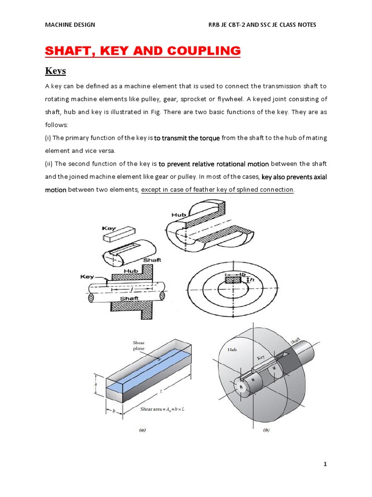 Shaft, Key and Coupling PDF Stress (Mechanics) Mechanical Engineering