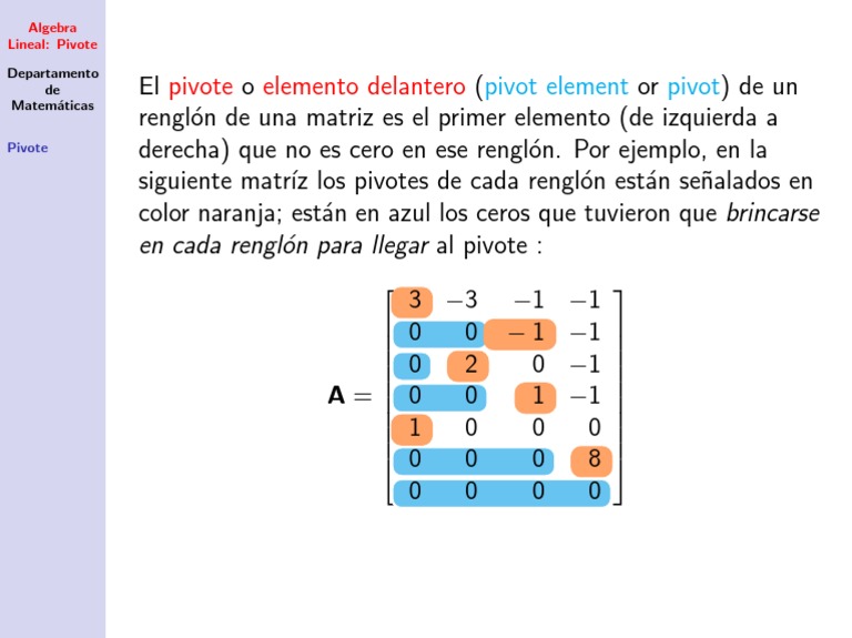 Definición de Pivote en Matrices | PDF