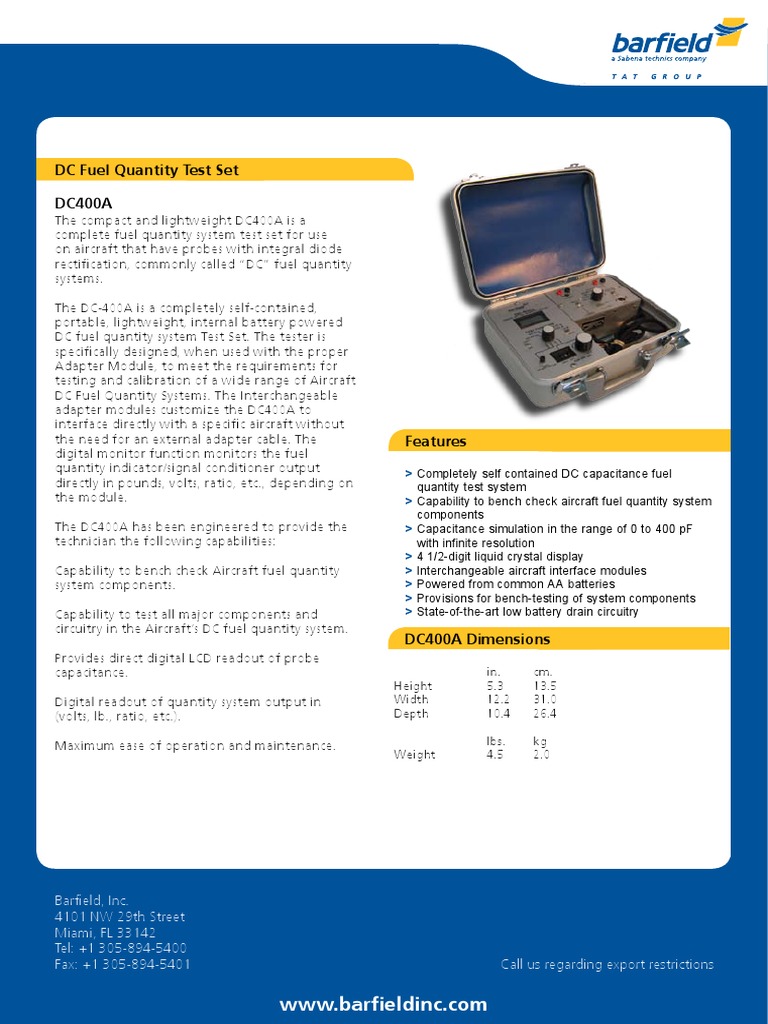 DC Fuel Quantity Test Set DC400A PDF Computer Monitor Capacitor