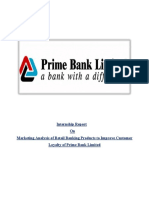 Internship Report On Marketing Analysis of Retail Banking Products To Improve Customer Loyalty of Prime Bank Limited