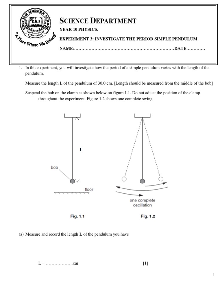 Simple Pendulum Experiment Guide | PDF | Technology & Engineering