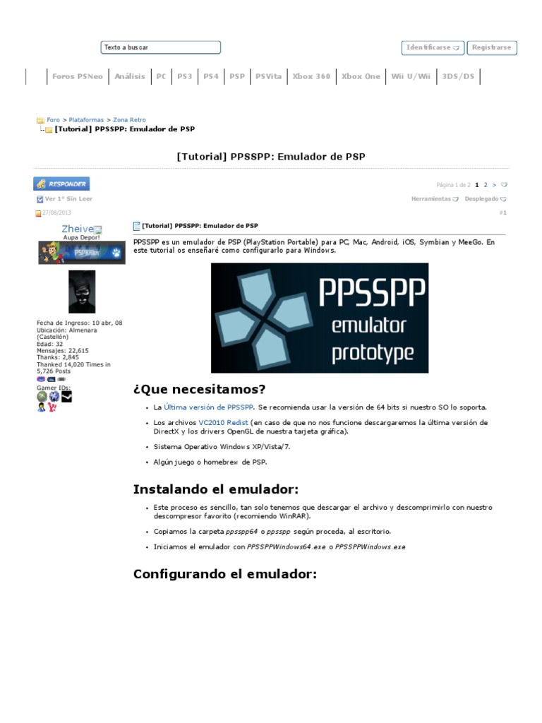 Manual de PPSSPP | PDF | Plataformas de videojuegos | Microsoft Windows